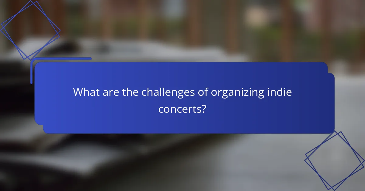 What are the challenges of organizing indie concerts?